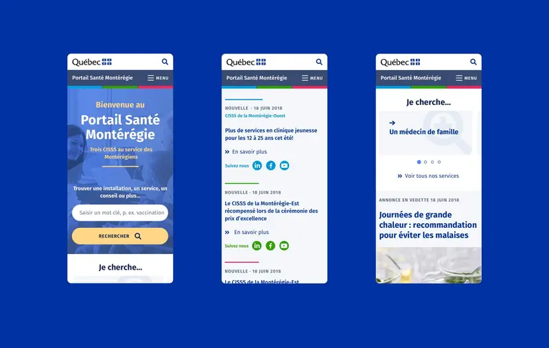 Santé Montérégie mobile design