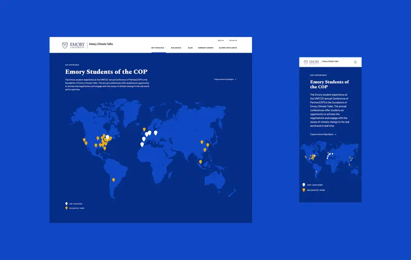 Page showing COP students around the world