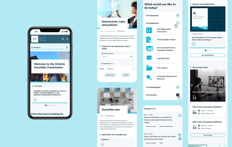 Ontario Securities Commission mobile designs