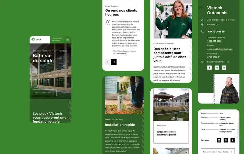 Version mobile du site web de Pieux Vistech