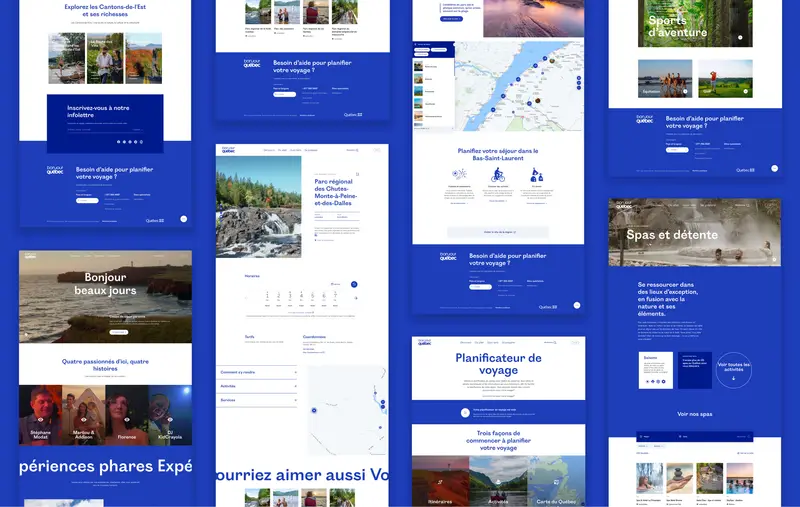 Reproductions du site web de Tourisme Quebec pour celulaire