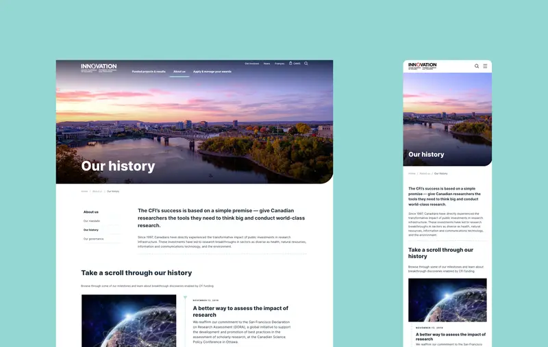 Page Web Notre Histoire de la FCI