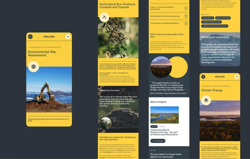 Englobe's website, mobile version
