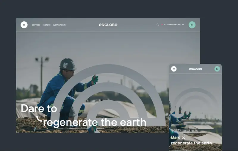 Detail of Englobe's homepage