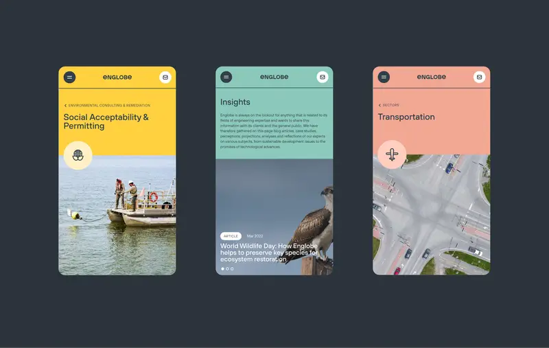 Englobe's website, mobile version