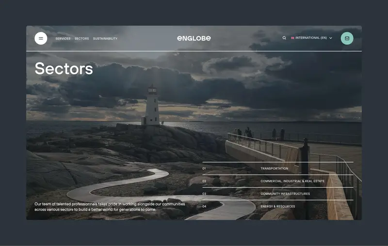 Englobe's Sectors landing page
