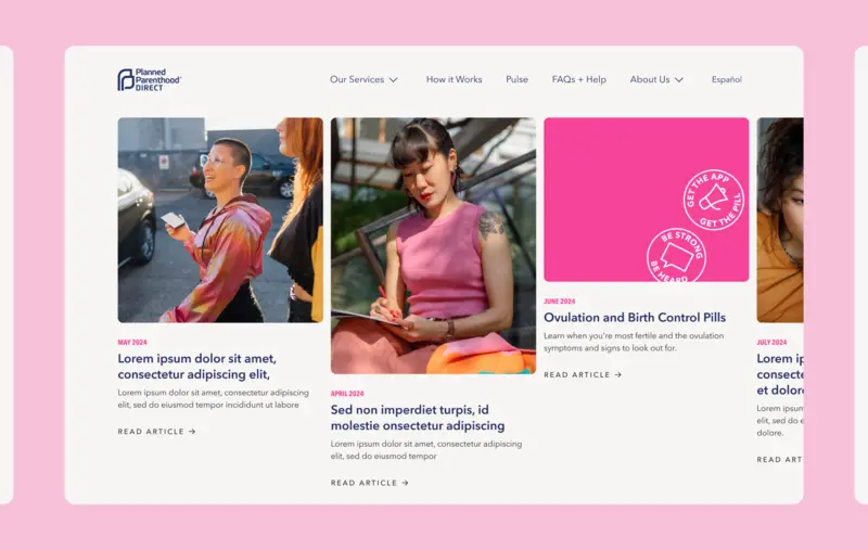 A screenshot of the blog page