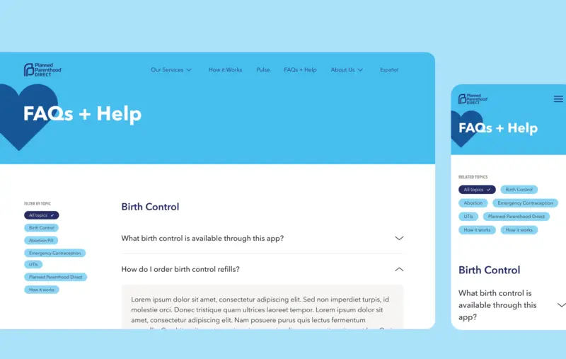 A screenshot of the FAQ and Help Page