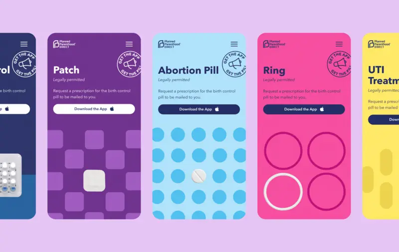 A screenshot of the mobile app showing the different services