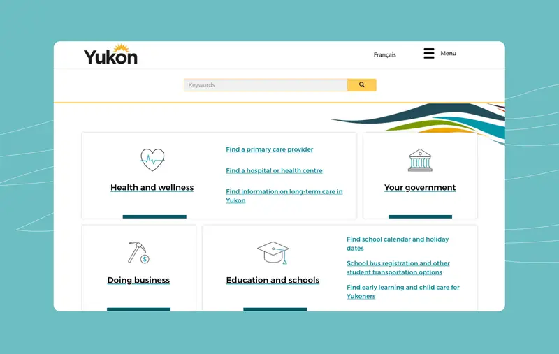 A screenshot of the Government of Yukon website