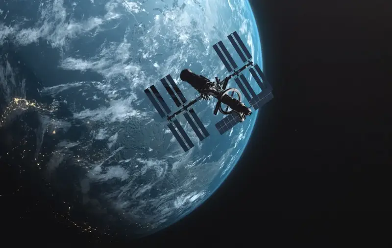A satellite orbiting around the earth