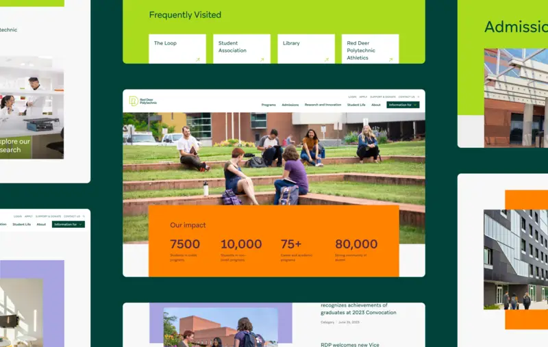 Une vitrine des vues de bureau du nouveau site web de Red Deer Polytechnic.