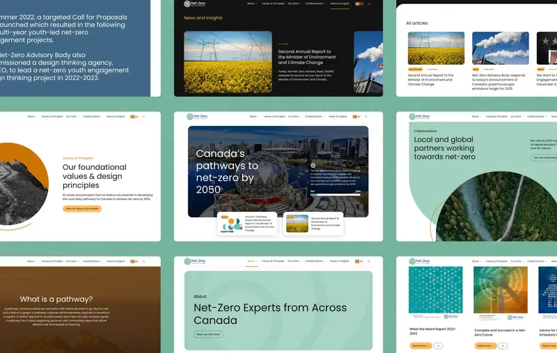 Une vitrine du site desktop du Groupe consultatif pour la carboneutralité