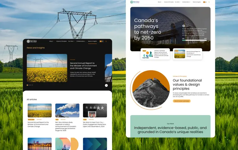 Mise en avant de l'interface utilisateur du site du Groupe consultatif pour la carboneutralité