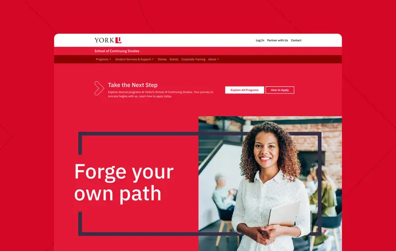 Capture d'écran de la page de bureau de York University School of Continuing Studies.
