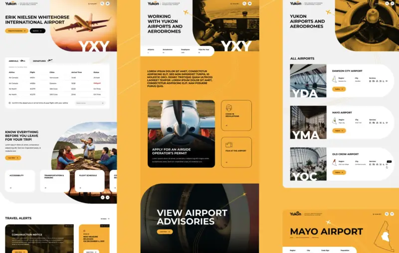 Screenshot of the Yukon Airports website design
