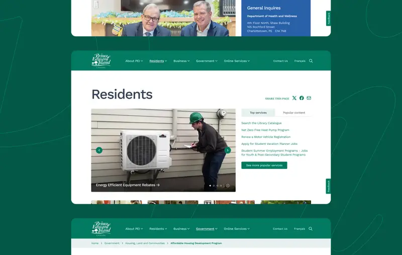 A screenshot of the Residents page