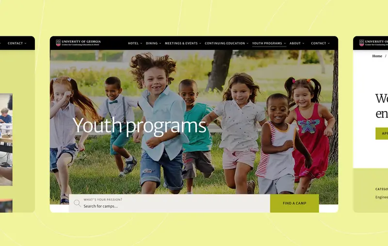 A screenshot of the youth programs page of the UGA Center website