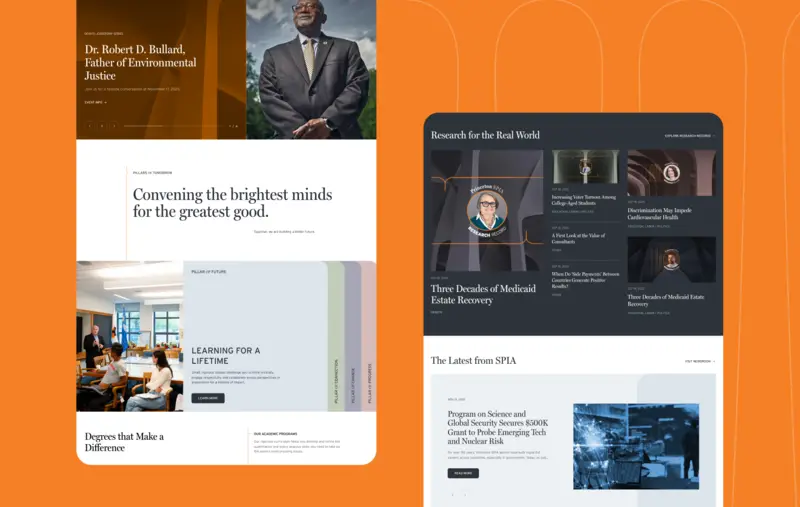 Two screenshots of the SPIA homepage