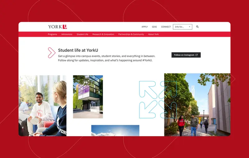 Screenshot of the Student life at YorkU page
