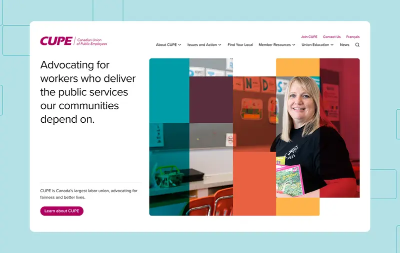 Screenshot of the CUPE website homepage