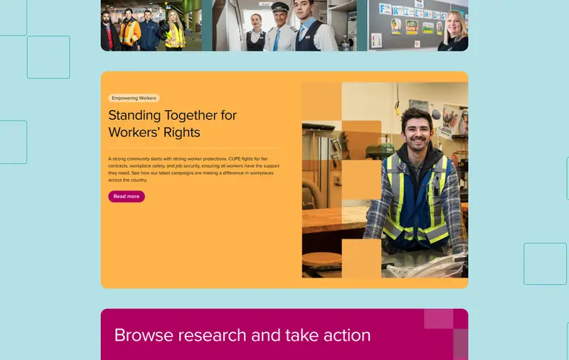 Screenshot of the CUPE website