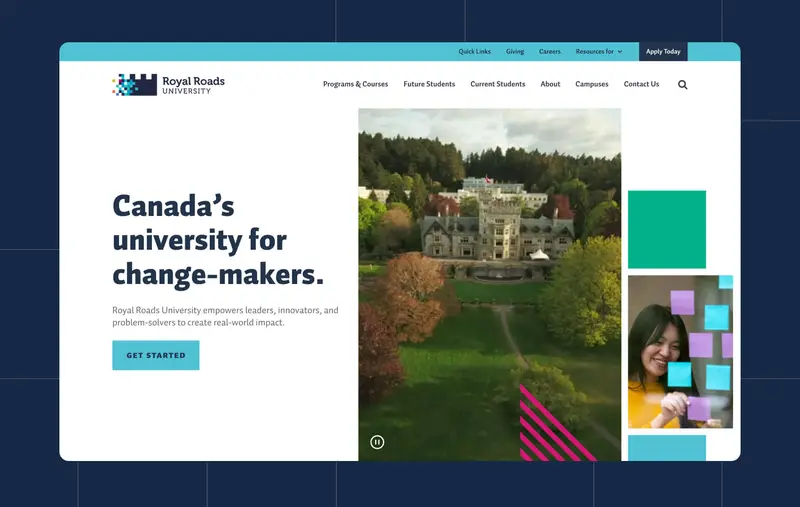 Royal Roads University website homepage