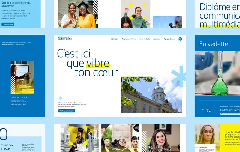 Capture d'écran du site Web de l'Université de Saint-Boniface