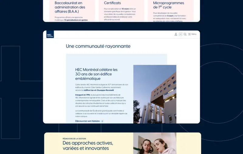 Capture d'écran du site web de HEC Montréal