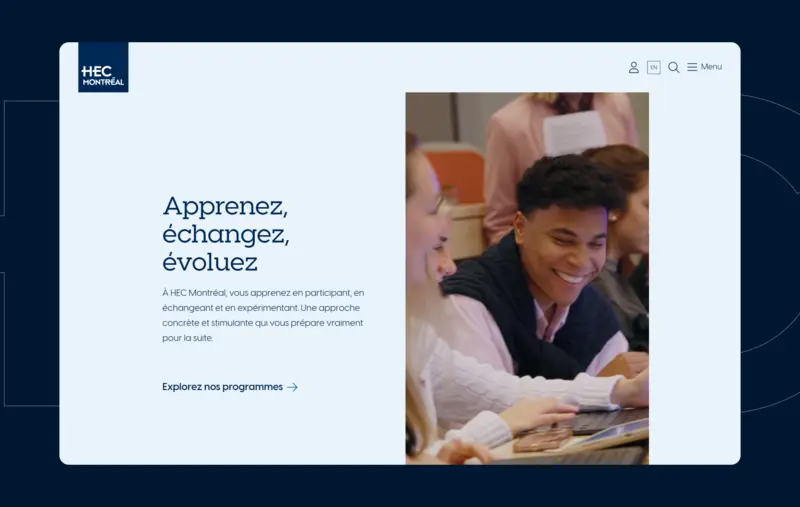 Capture d'écran du site web de HEC Montréal