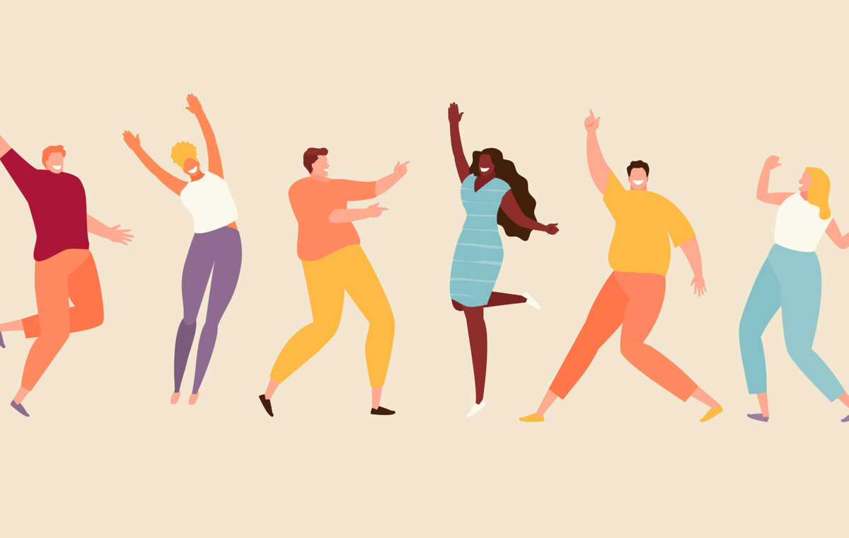 Colourful animated people people dancing