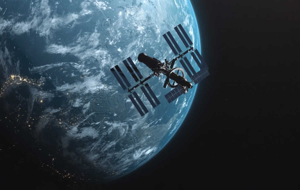 A satellite orbiting around the earth