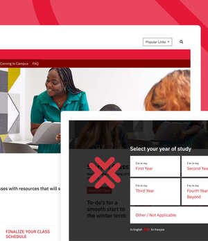screenshots of the York U current students website